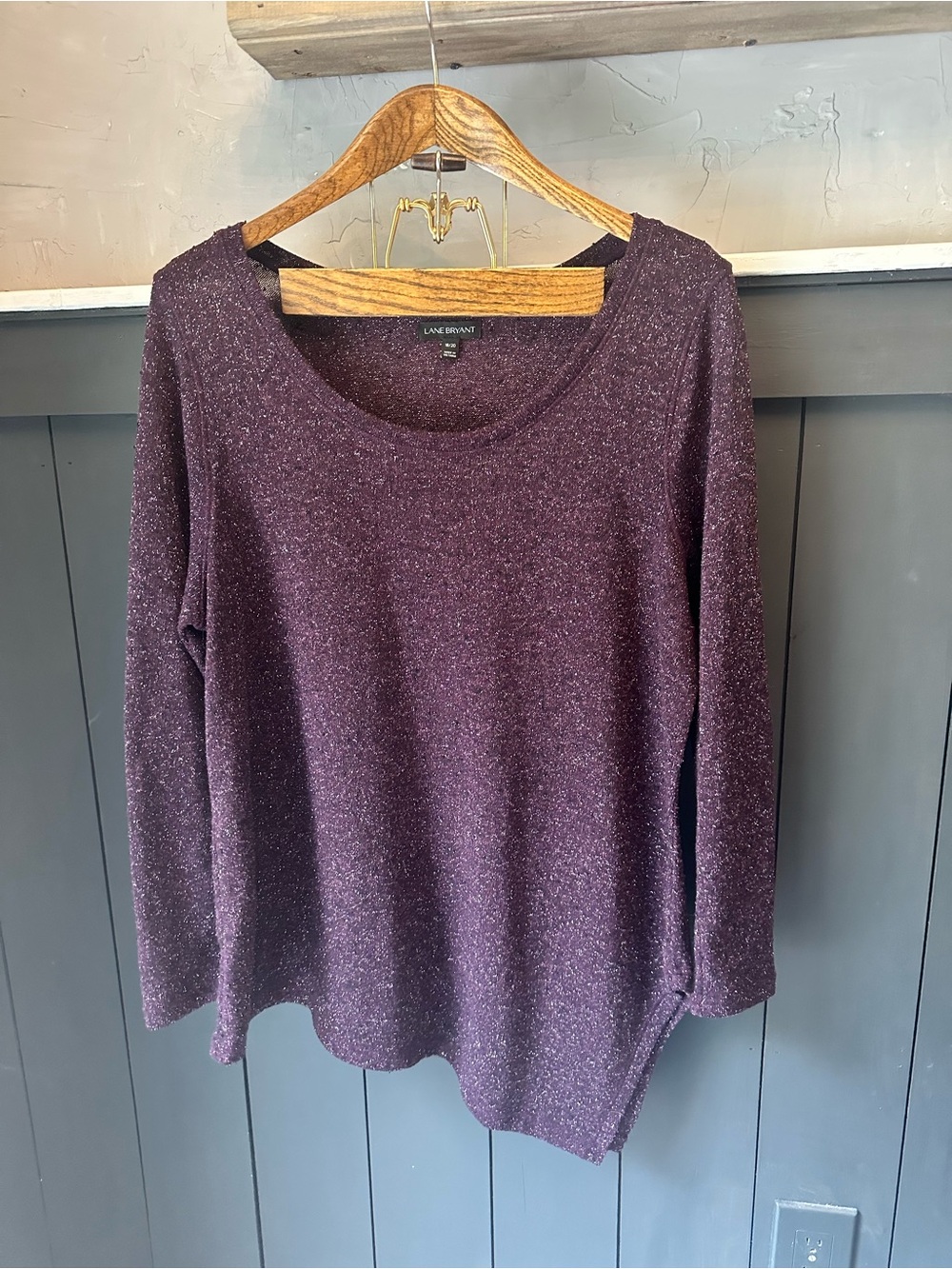 Lane Bryant Sparkle Plum Metallic Scoop Neck Sweater size 18/20